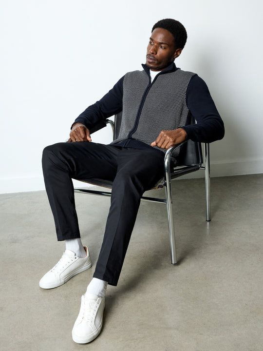Birdseye Long Sleeve Zip Through Jumper