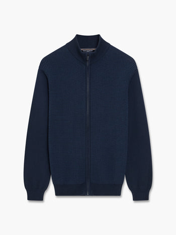 Birdseye Long Sleeve Zip Through Jumper