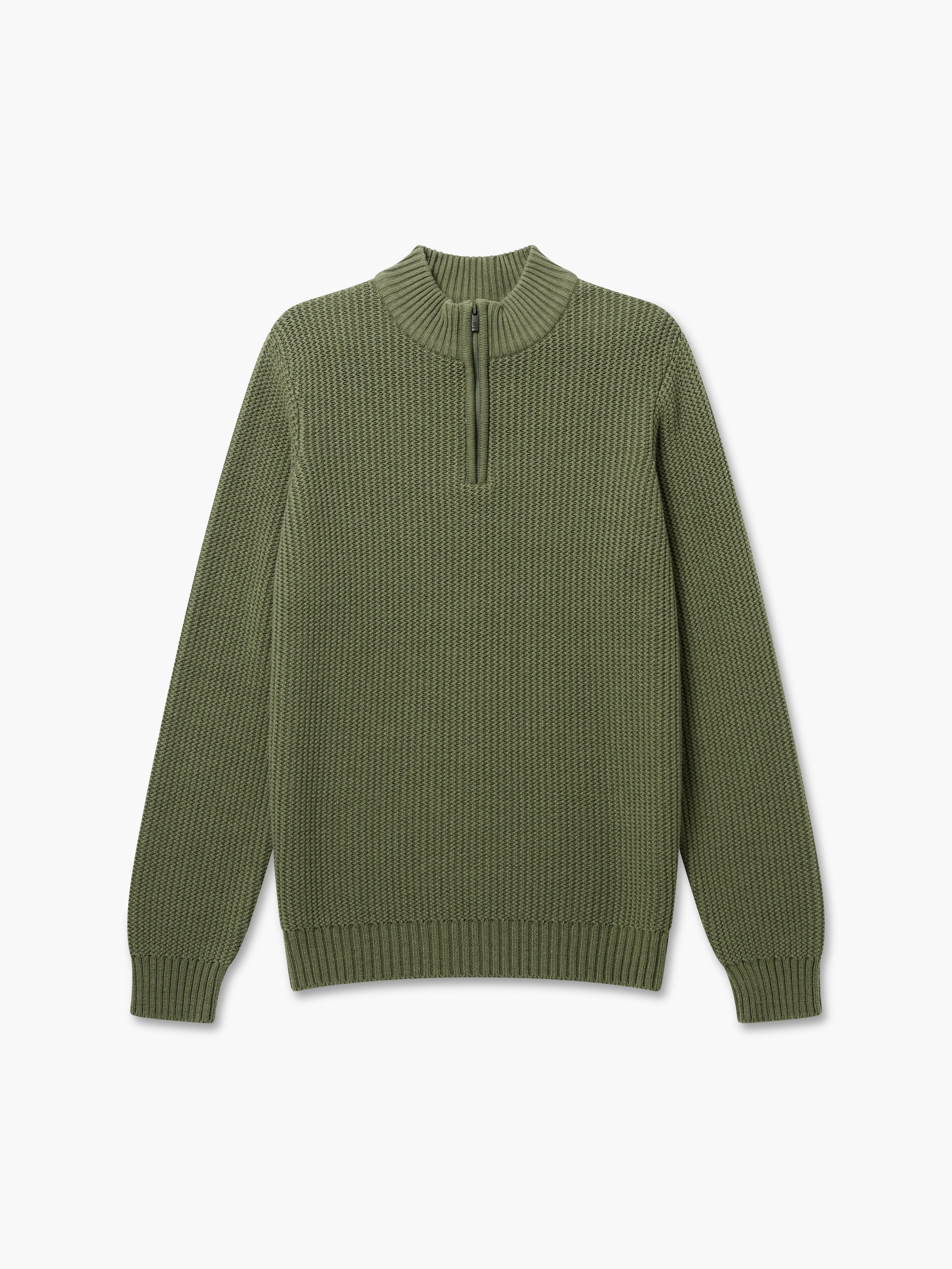 Half Zip Mock Neck Jumper Moss Green | French Connection UK