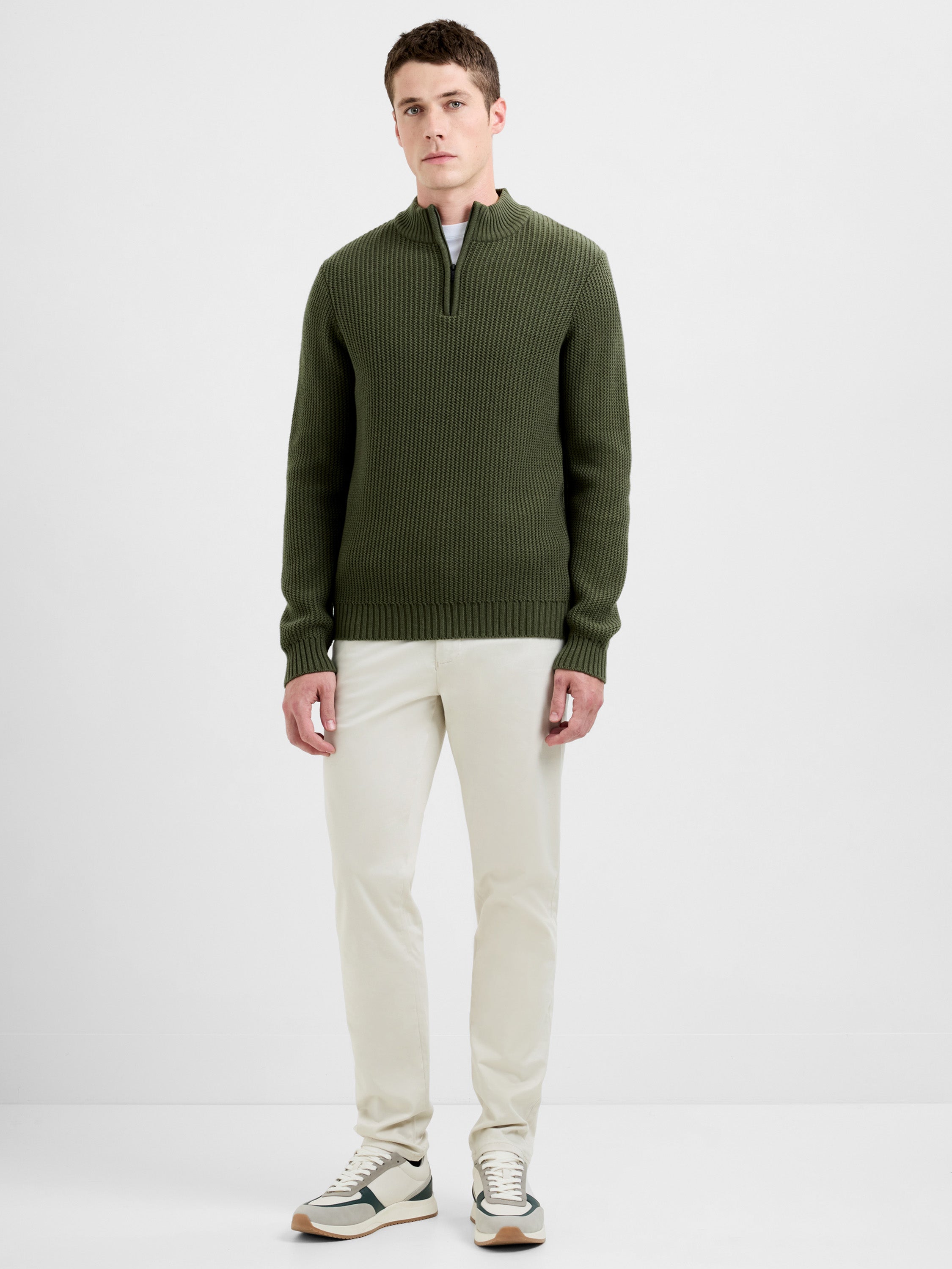 Half Zip Mock Neck Jumper Moss Green | French Connection UK