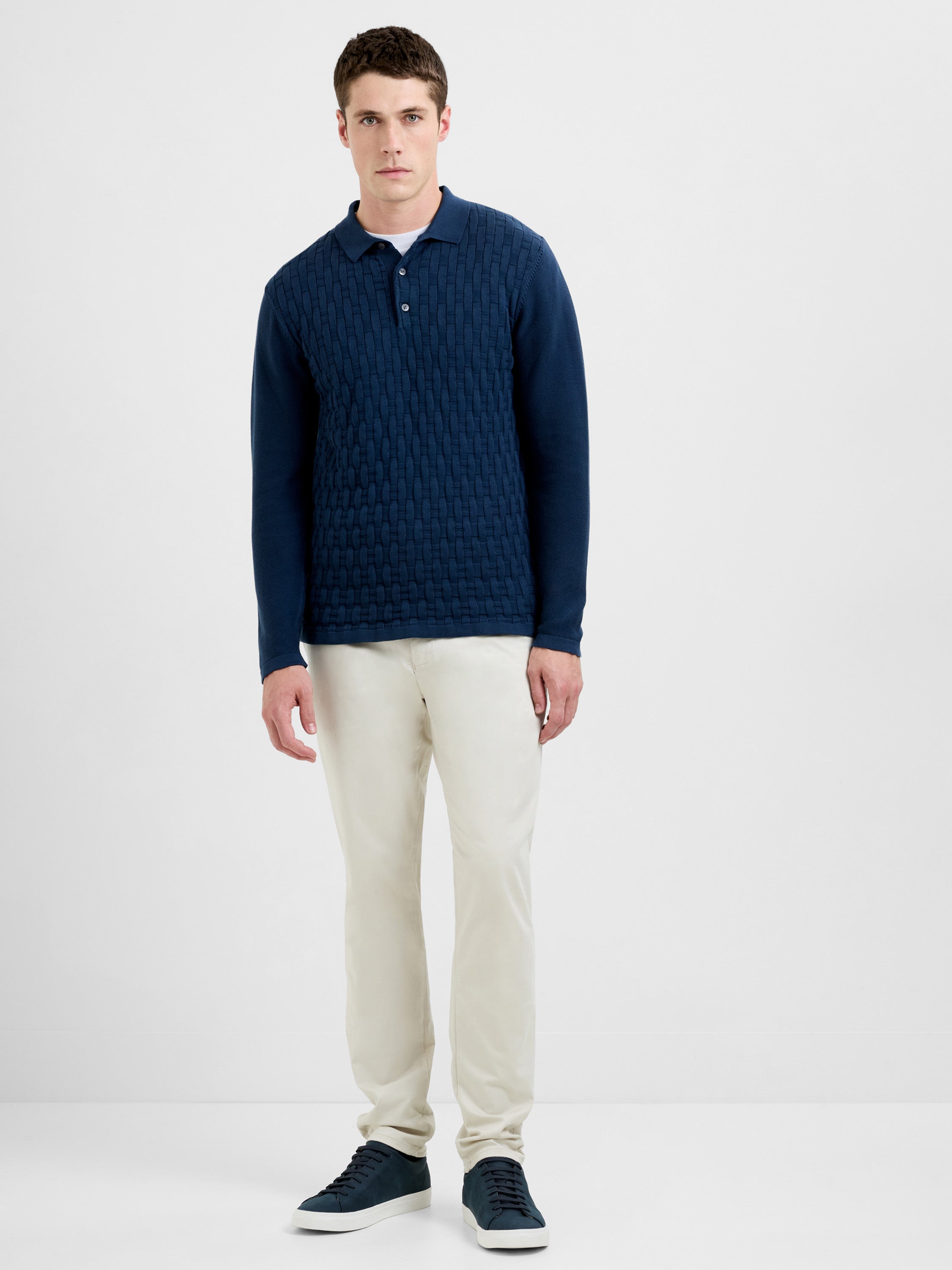 Box Knit Long Sleeve Polo Collar Jumper