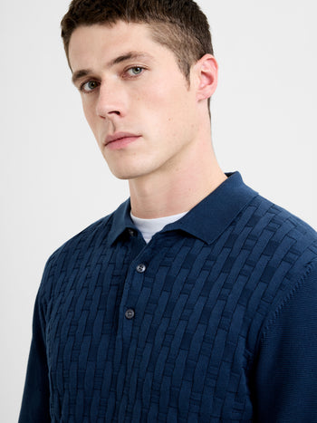 Box Knit Long Sleeve Polo Collar Jumper