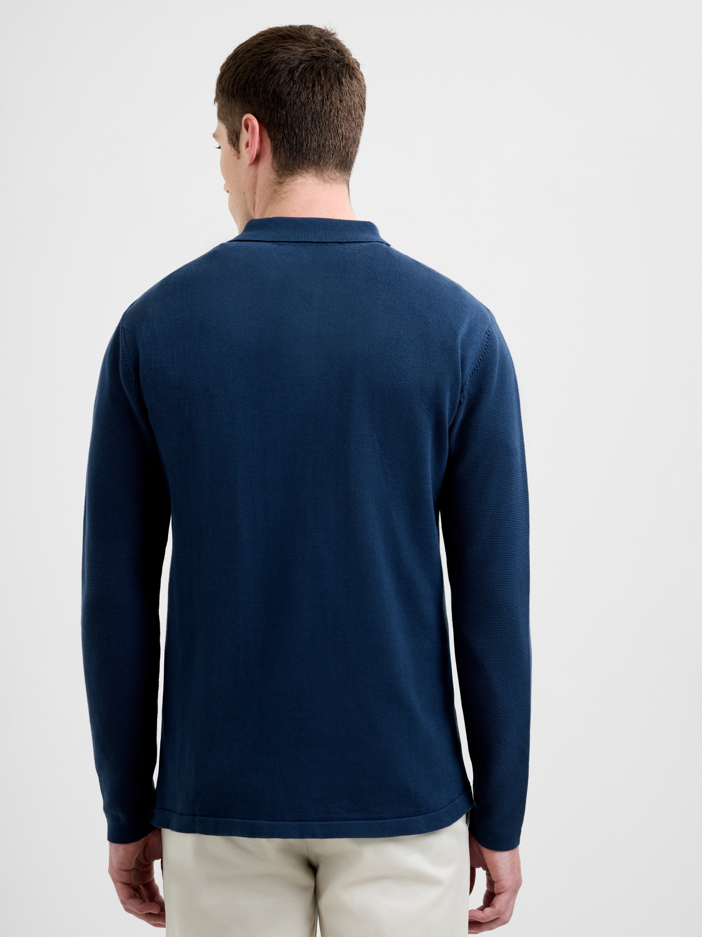 Box Knit Long Sleeve Polo Collar Jumper