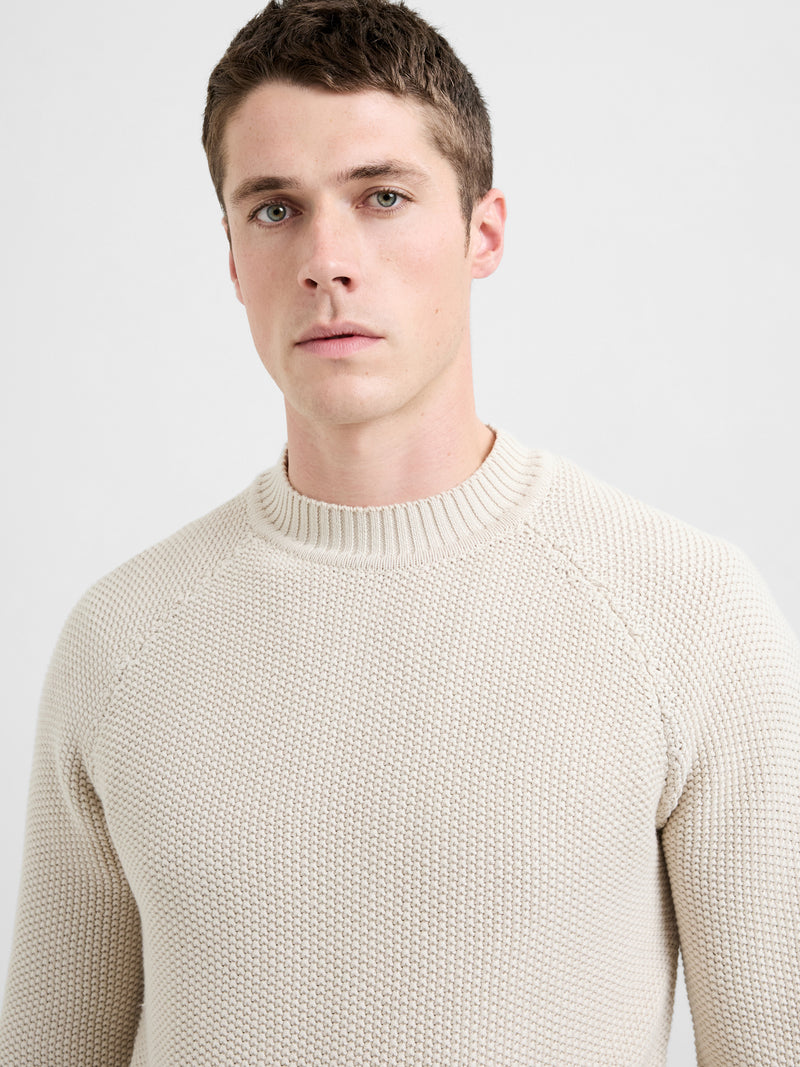 Crew Neck Purl Stitch Jumper