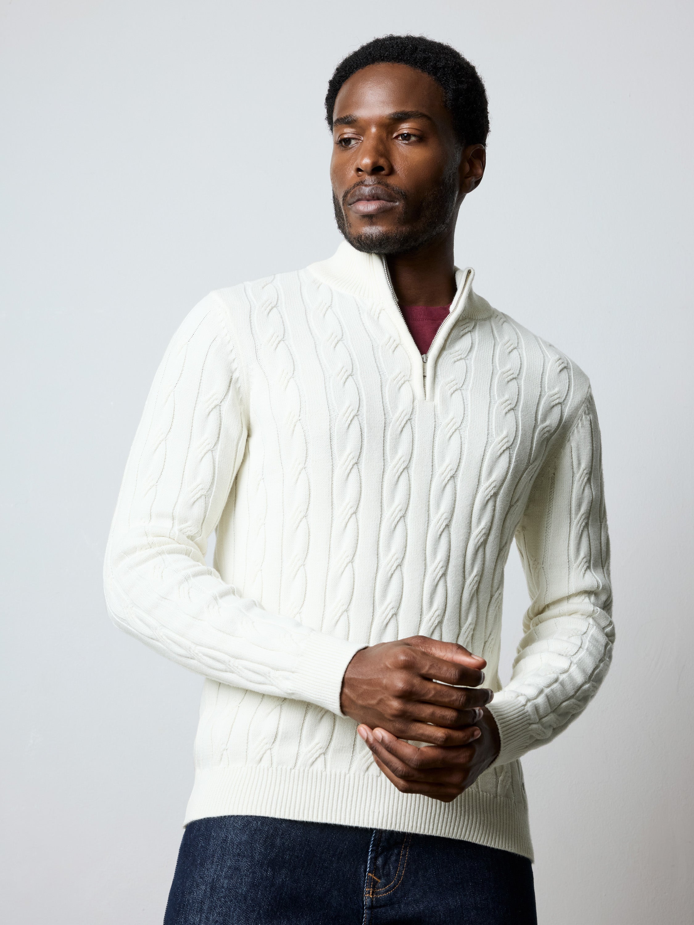 Half Zip Cable Knit Jumper
