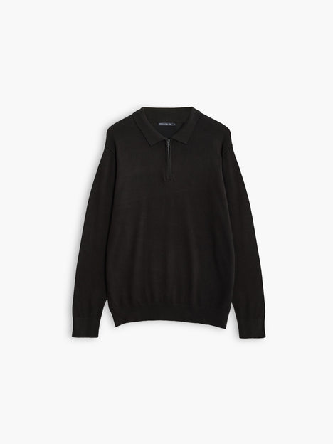 Luxe Zip Long Sleeve Knit Polo