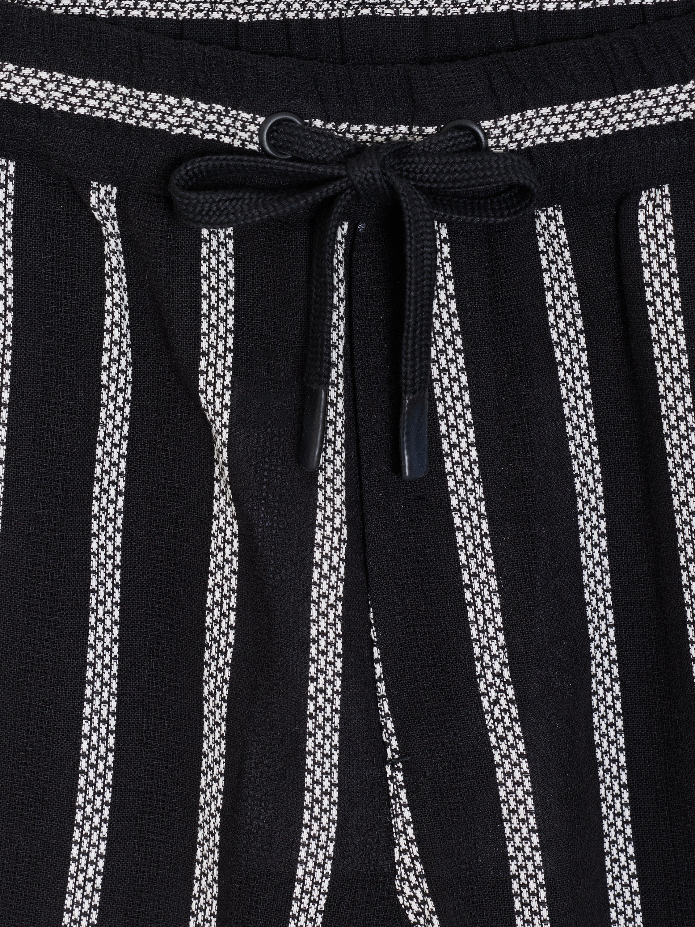 Black and White Striped Drawstring Shorts