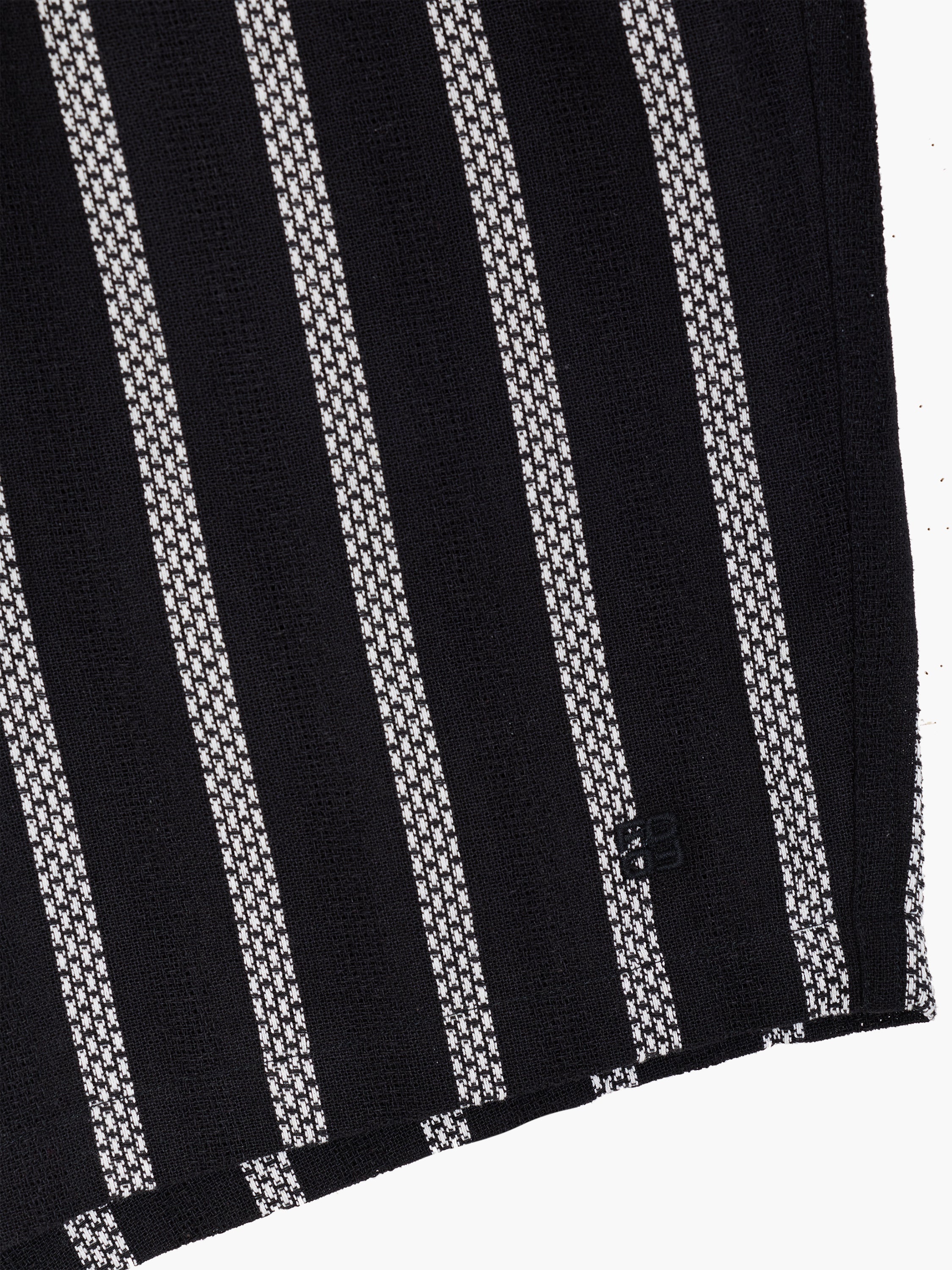 Black and White Striped Drawstring Shorts