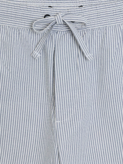 Seersucker Blue Striped Drawstring Shorts