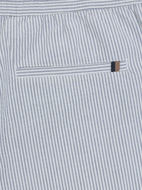 Seersucker Blue Striped Drawstring Shorts