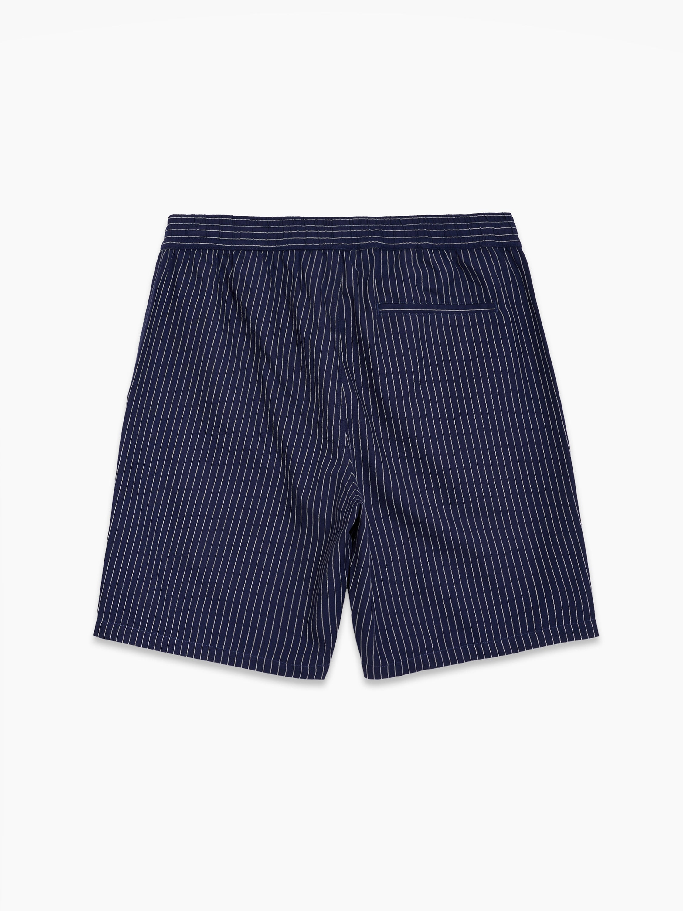 Twill Navy Blue Striped Shorts