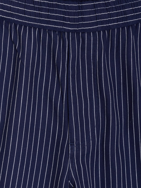 Twill Navy Blue Striped Shorts