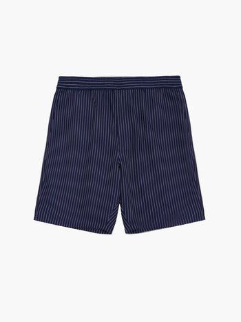 Twill Navy Blue Striped Shorts