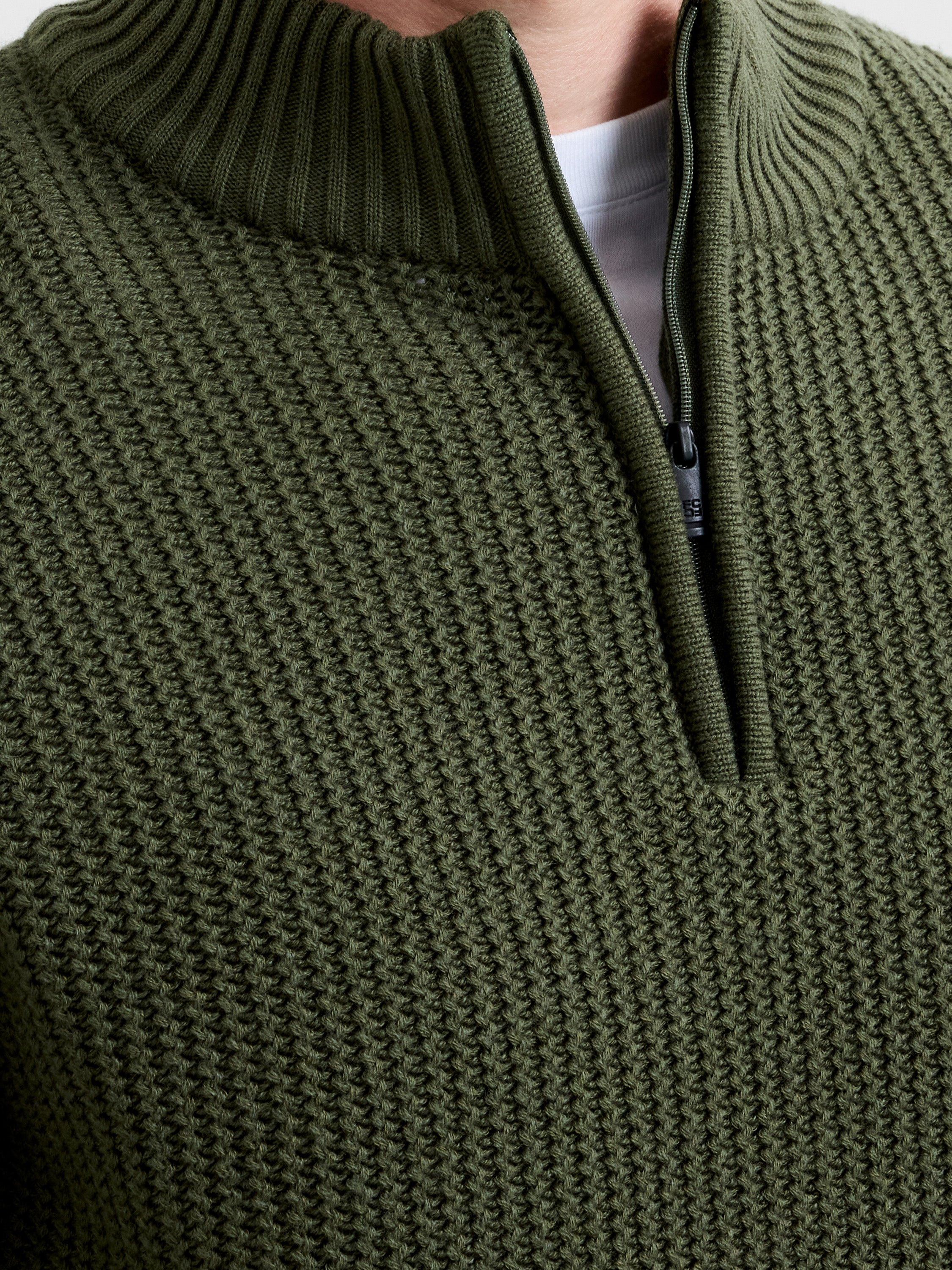 Half Zip Mock Neck Jumper Moss Green | French Connection UK