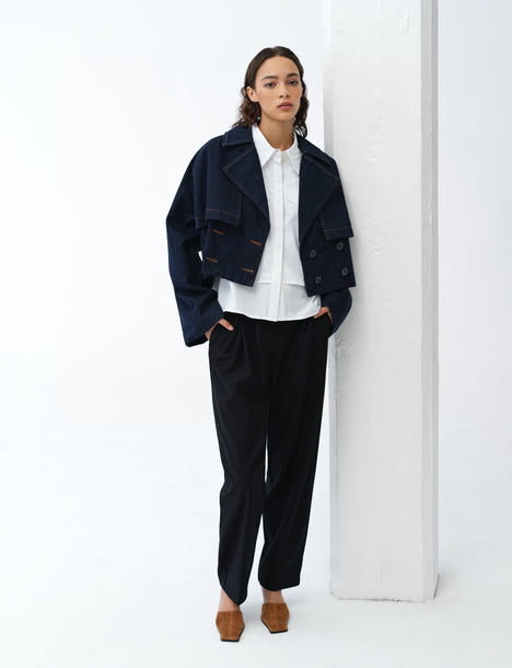 Aussie Denim Cropped Trench Coat