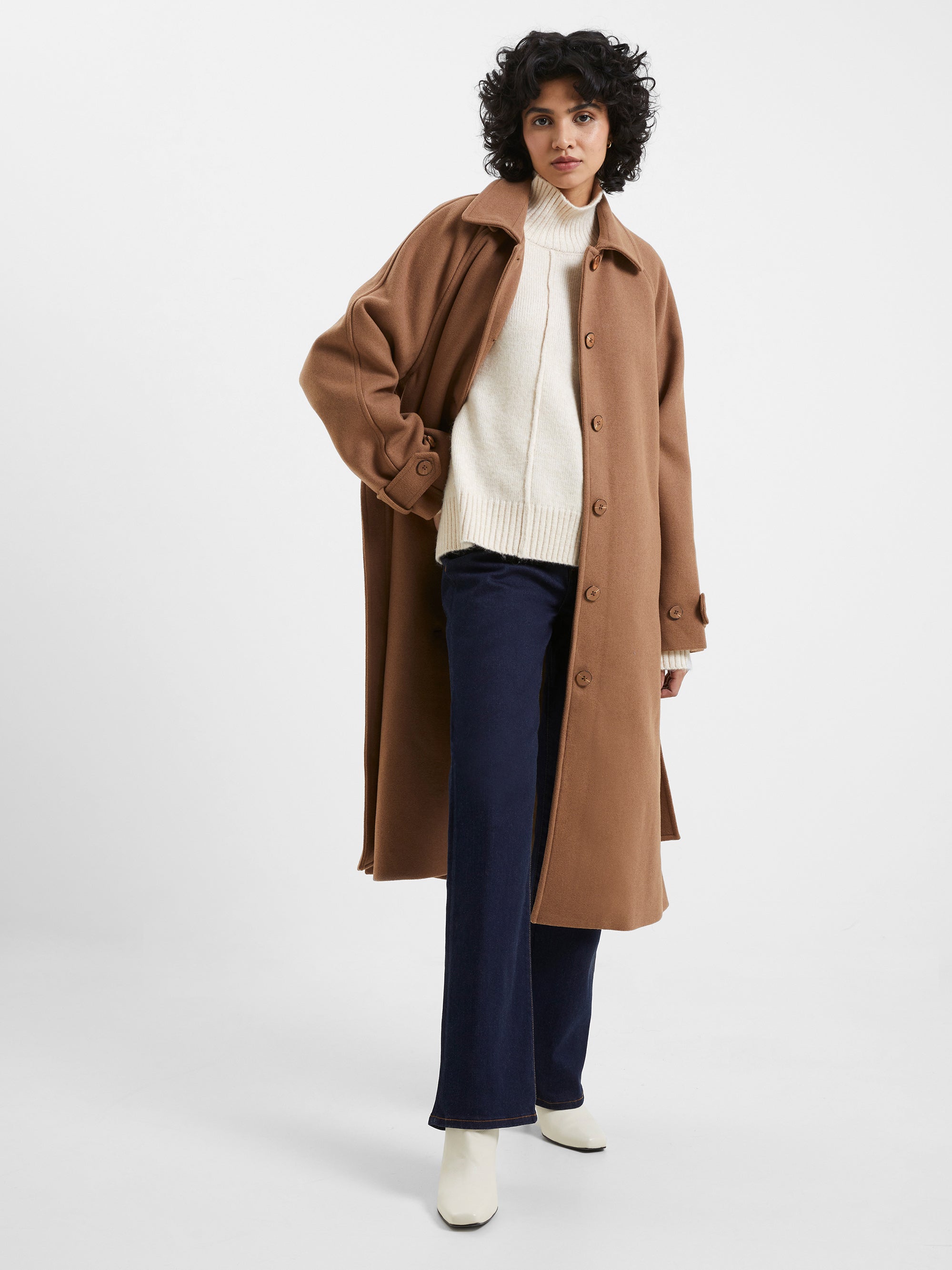 Fawn Felt Coat Tobacco Brown | French Connection UK