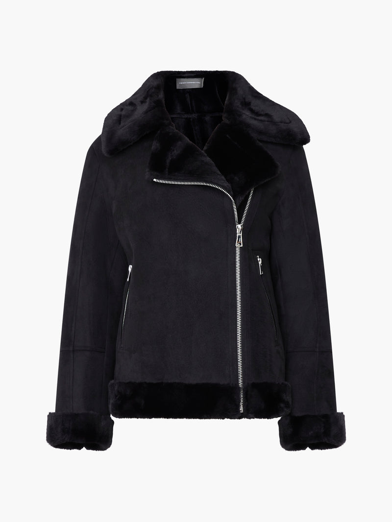 Womens faux fur aviator jacket sale