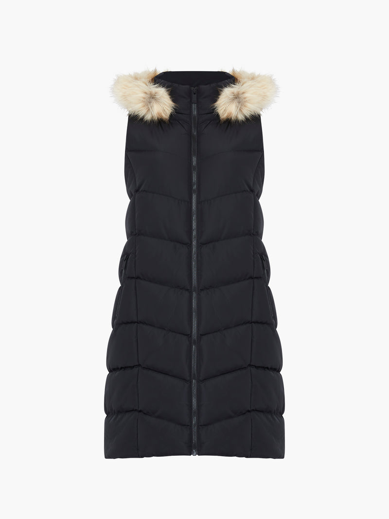Black fur hooded gilet deals
