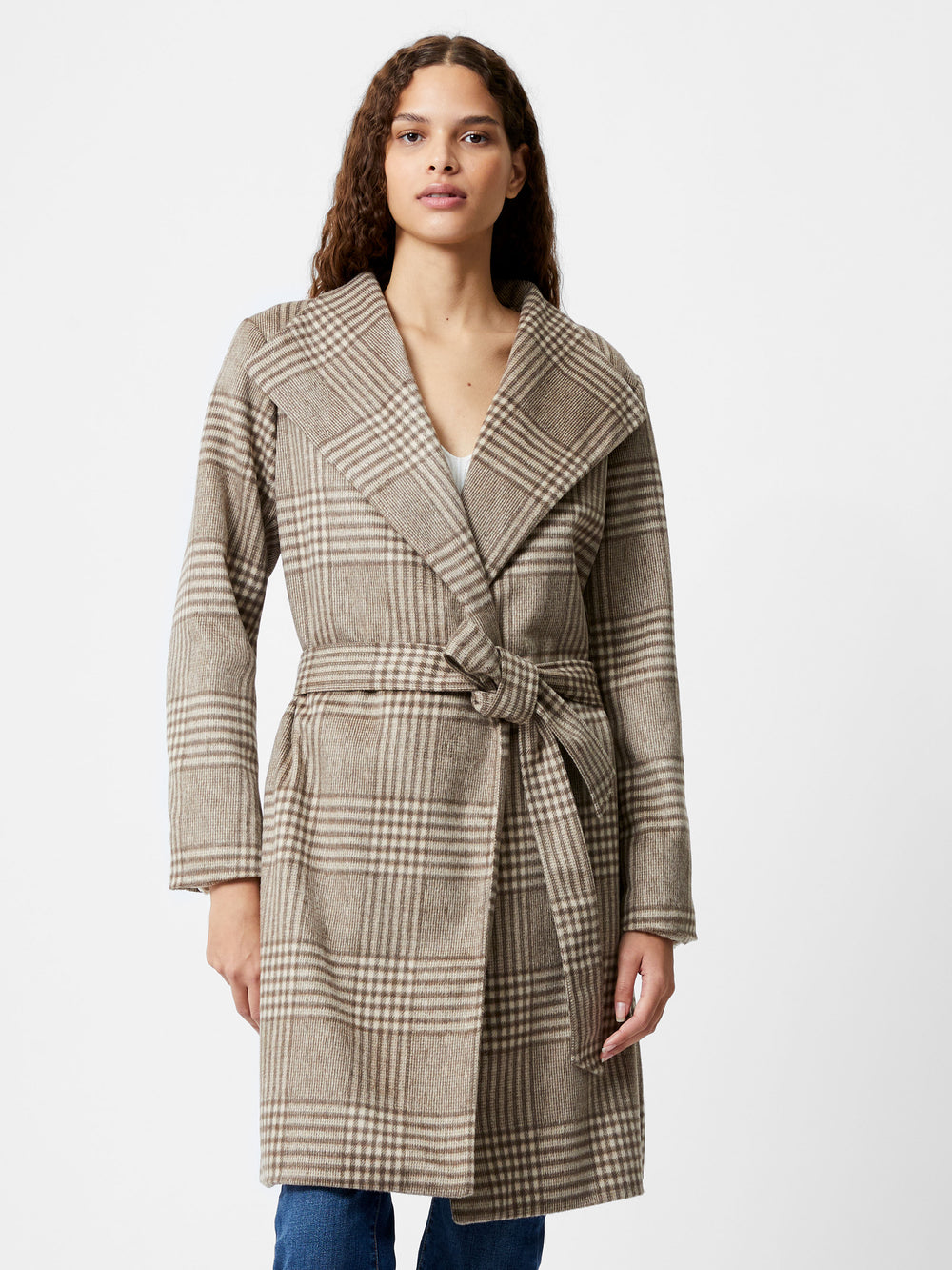 Belted check coat store