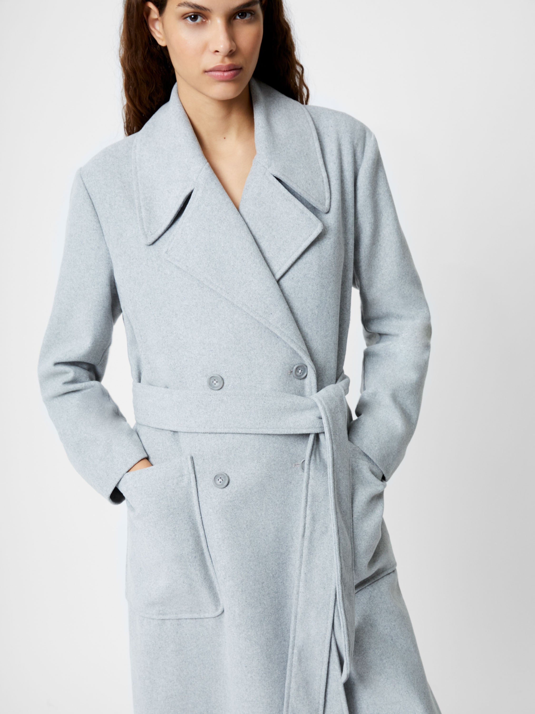 Double breasted wrap coat top