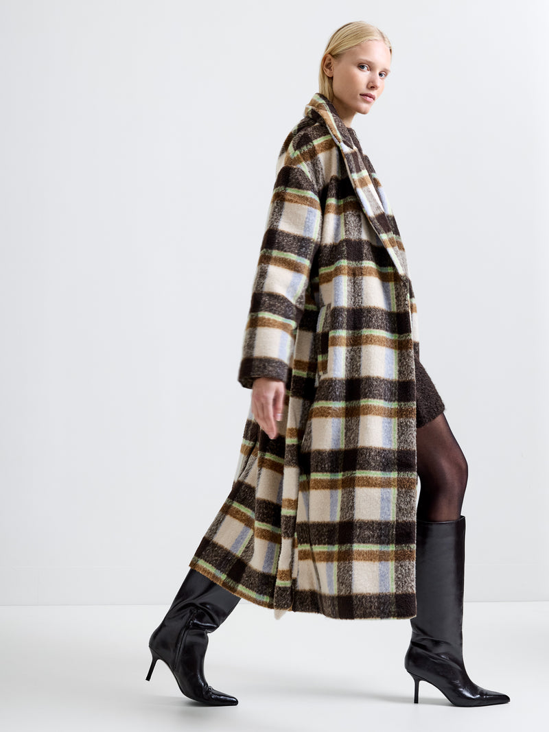 Remi Check Belted Coat