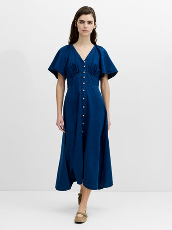 french connection navy blue dress French Connection blue sequin v-neck dress size 6