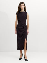 Carley Brown Sleeveless Draped Midi Dress