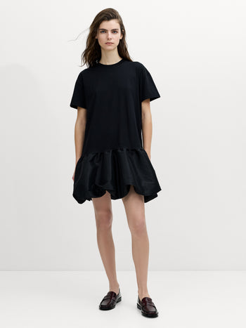 Sivine Bubble Hem Black Mini Dress
