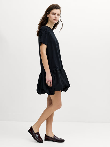 Sivine Bubble Hem Black Mini Dress