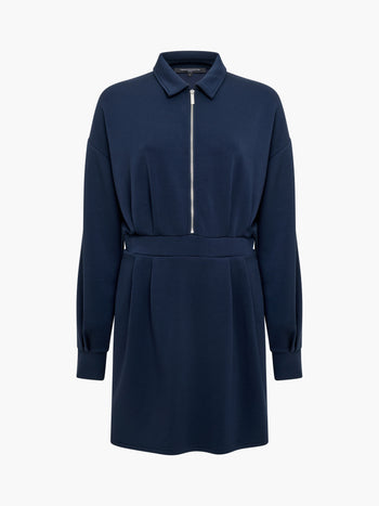 Wren Navy Jersey Half Zip Mini Dress