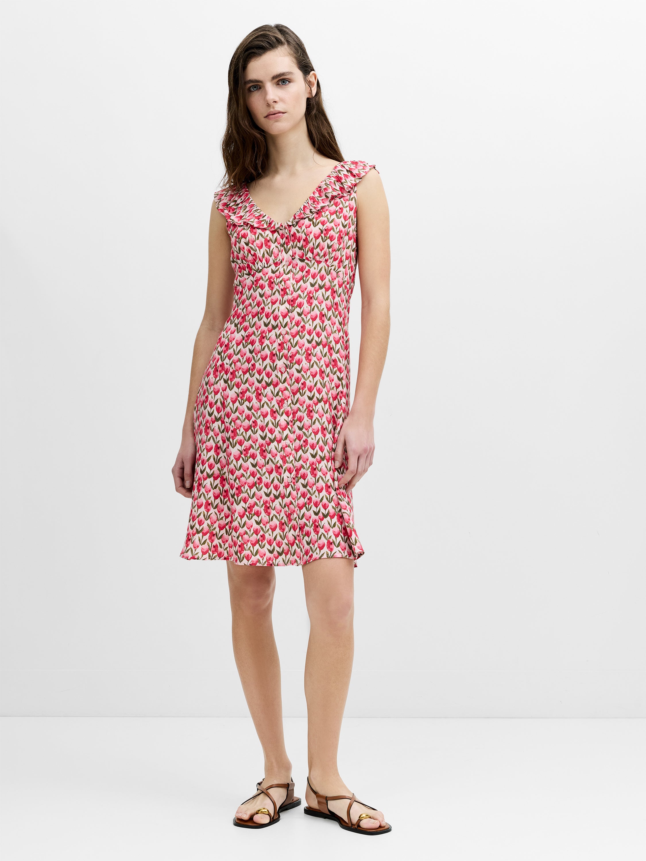 Tula Eco Floral Frill V-Neck Tea Dress