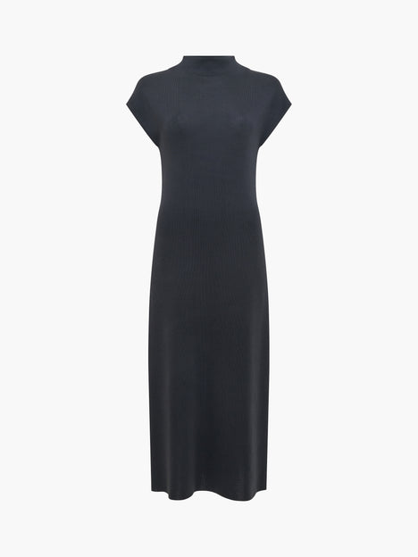 Fenella Dark Grey Mock Neck Knit Midi Dress