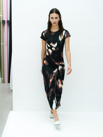 Josephine Abstract Printed Jersey Ruched Midi Dress