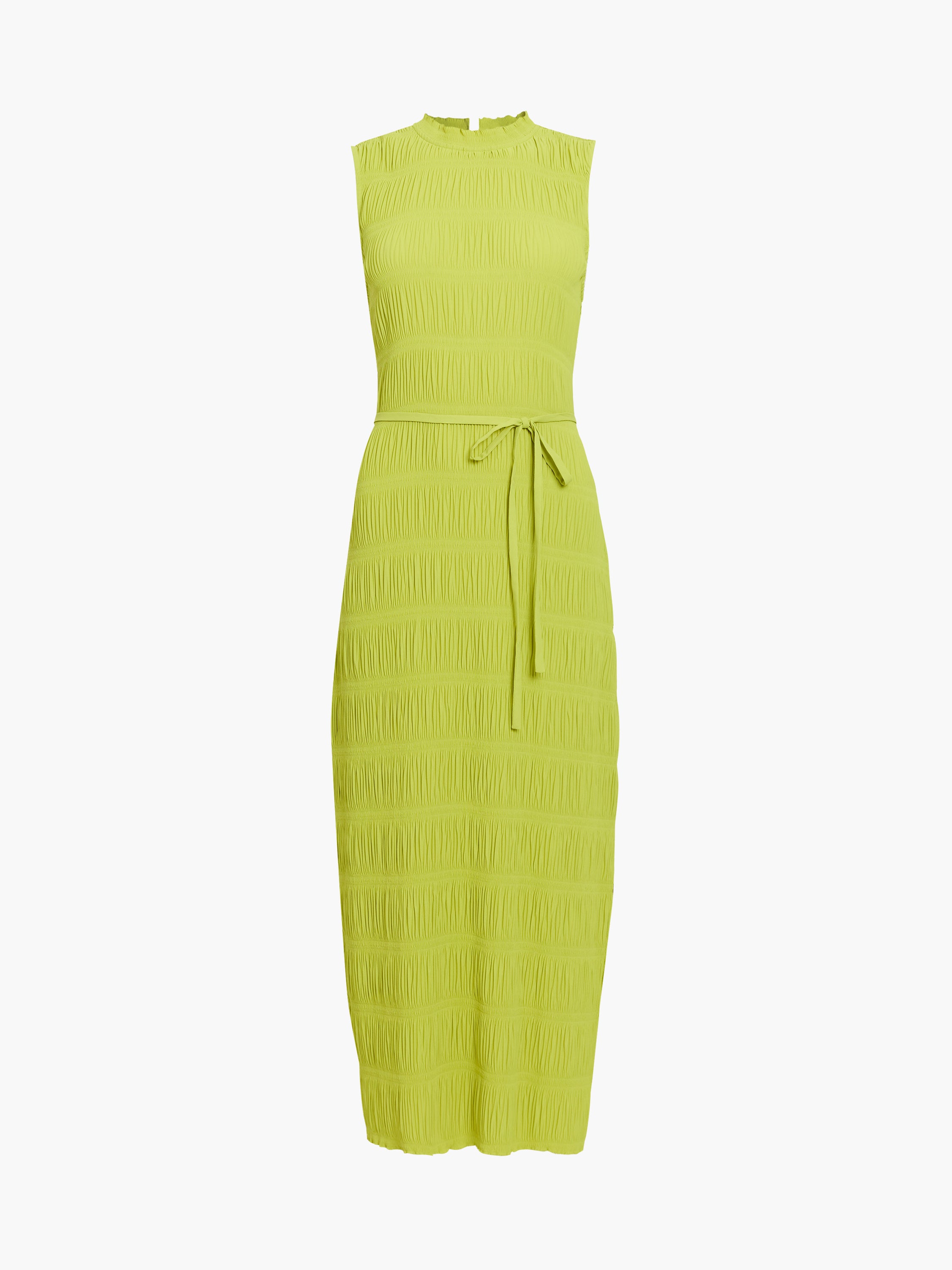 Reese Sleeveless Plisse Tie Waist Green Midi Dress