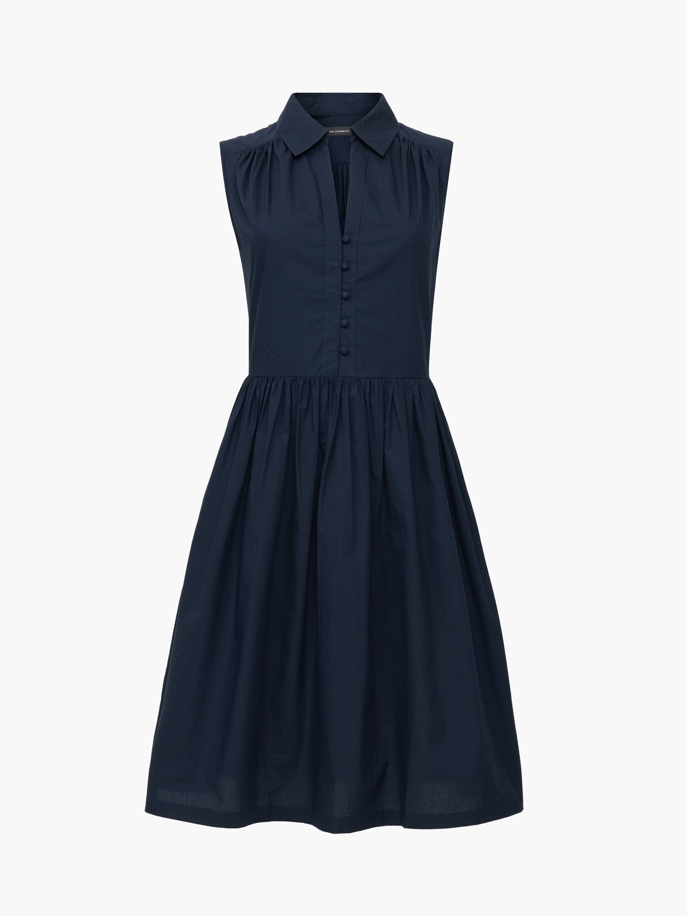 Poplin Sleeveless Smock Dress Navy Blue Poplin Sleeveless Smock Dress Navy Blue