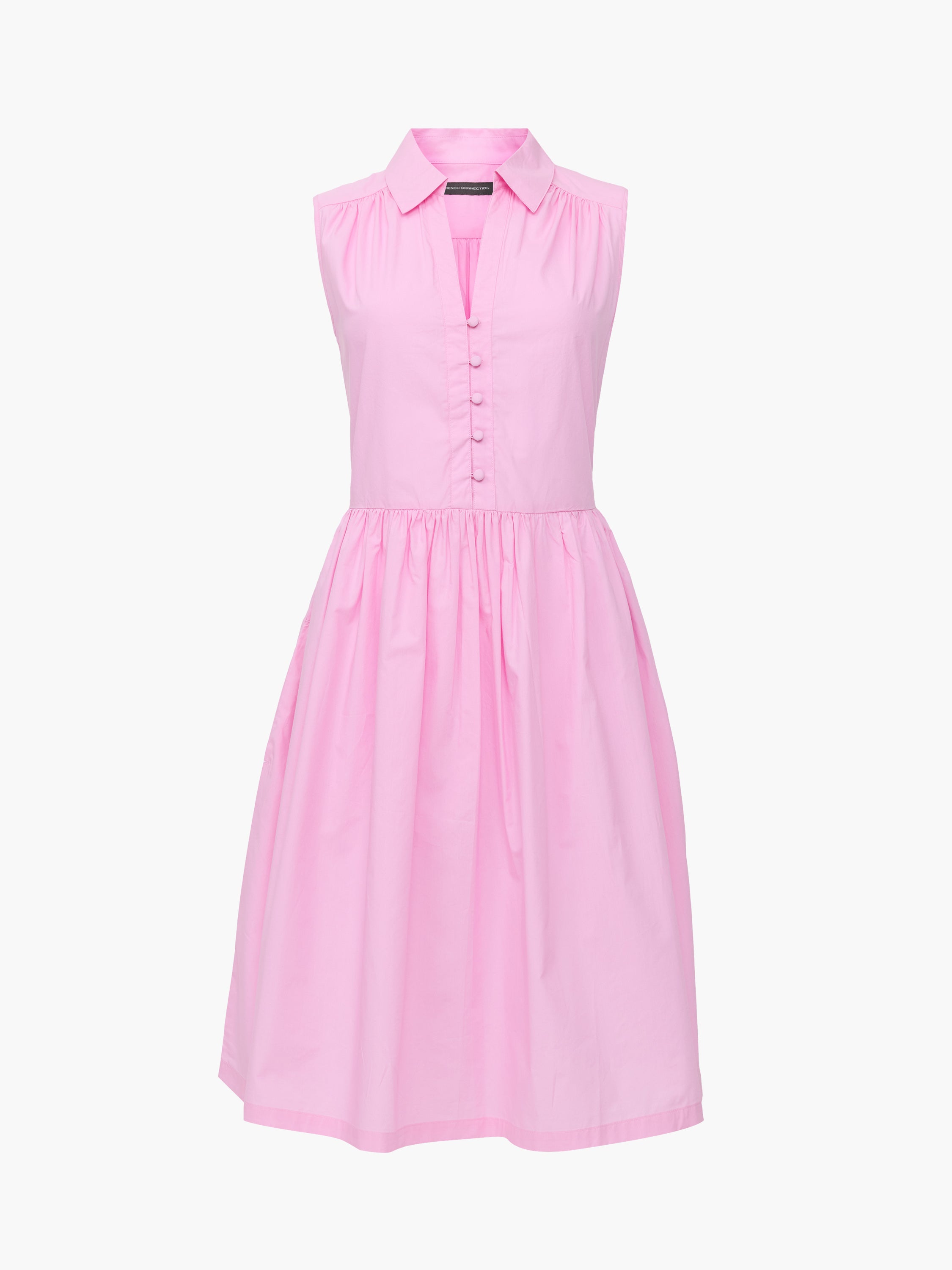 Poplin Sleeveless Smock Dress Bubblegum Pink | French Connection UK