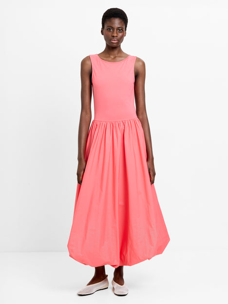 Phoebe Jersey Woven Mix Bubble Hem Midi Dress