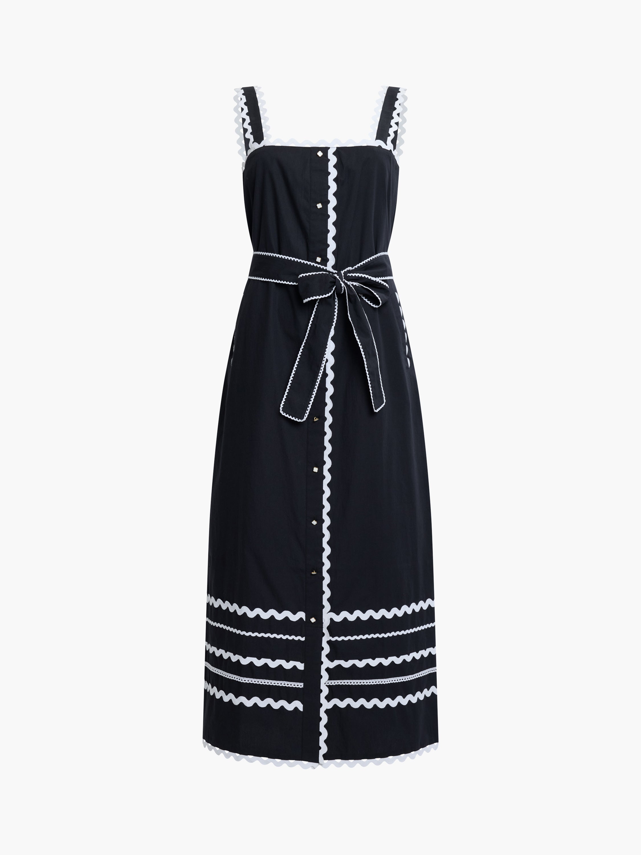 Cambria Cotton Ric Rac Dress Black/White | French Connection UK