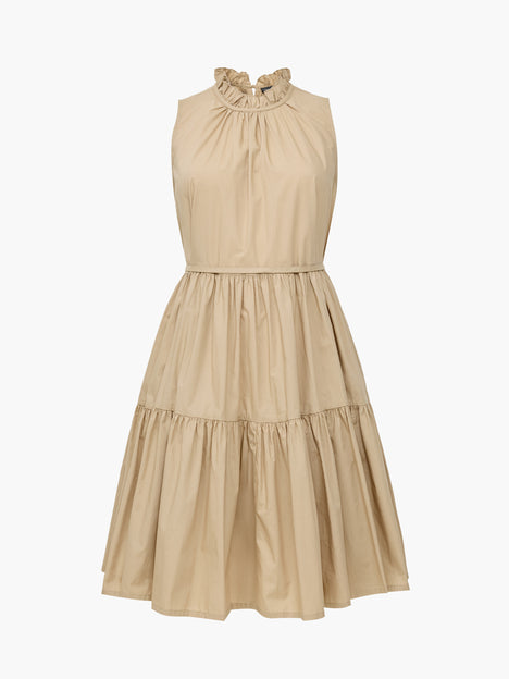 Tiered Poplin Belted Mini Dress