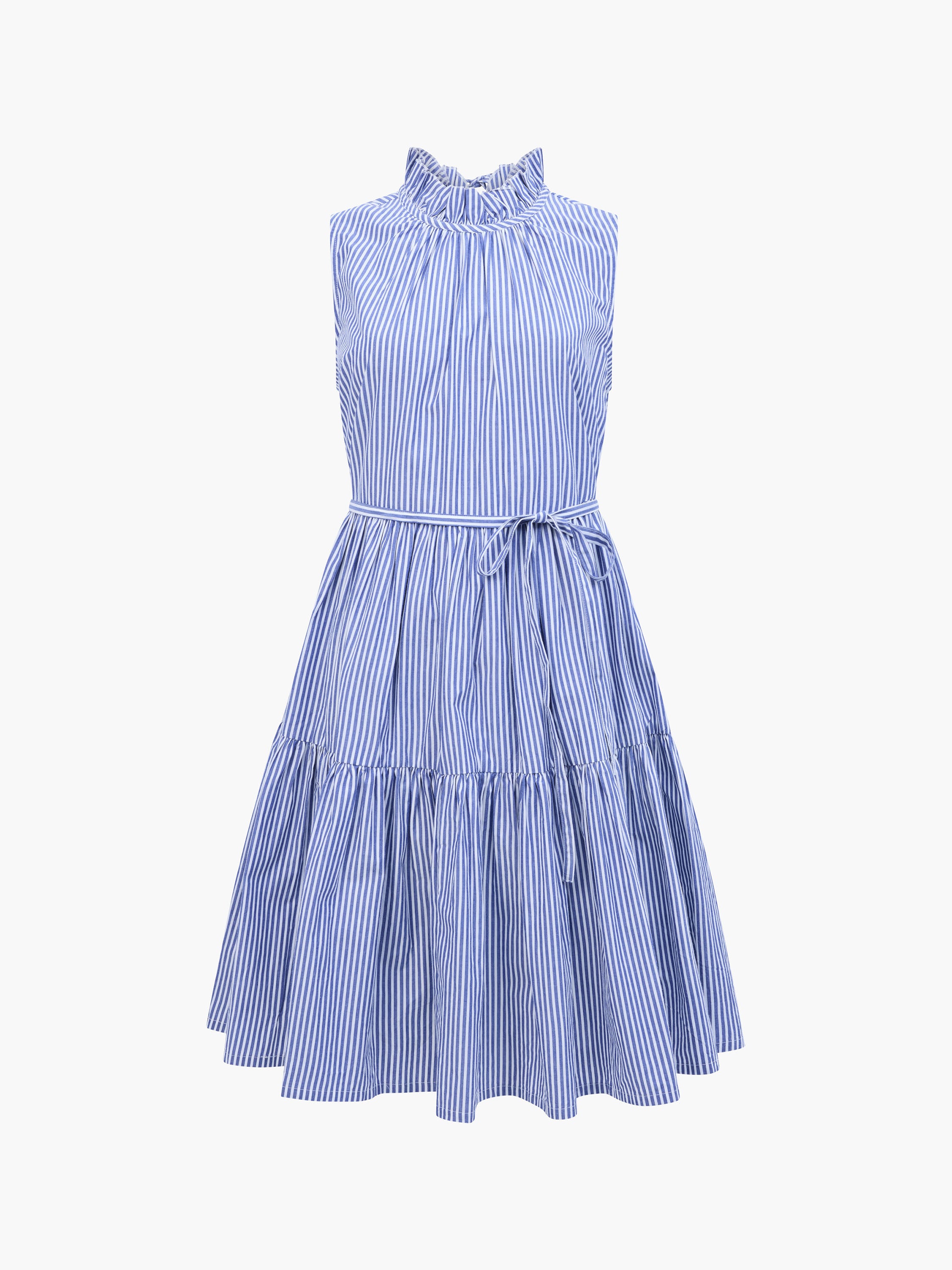 Tiered Striped Poplin Dress