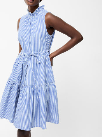 Tiered Striped Poplin Dress