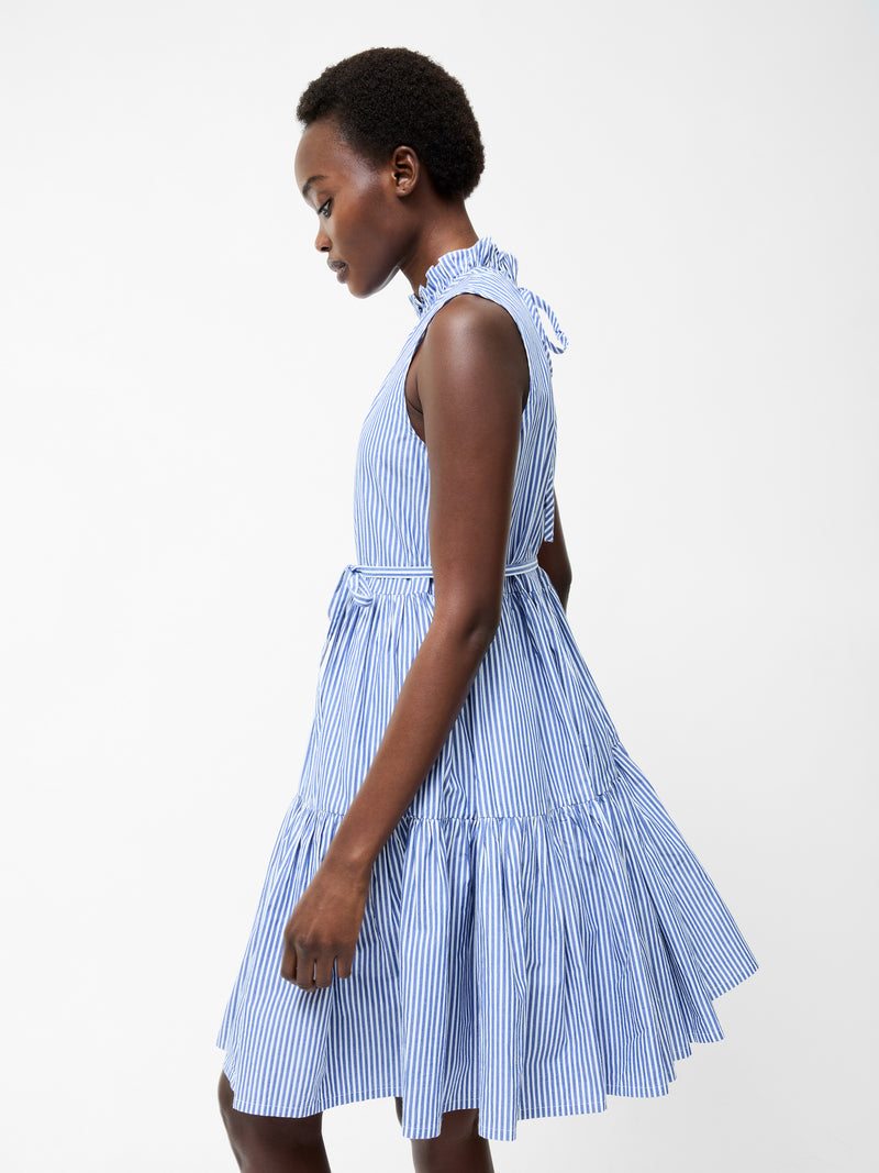 Tiered Striped Poplin Dress