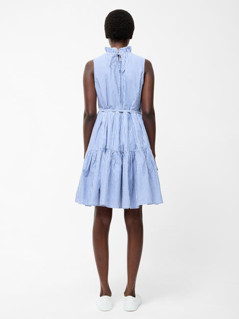 Tiered Striped Poplin Dress
