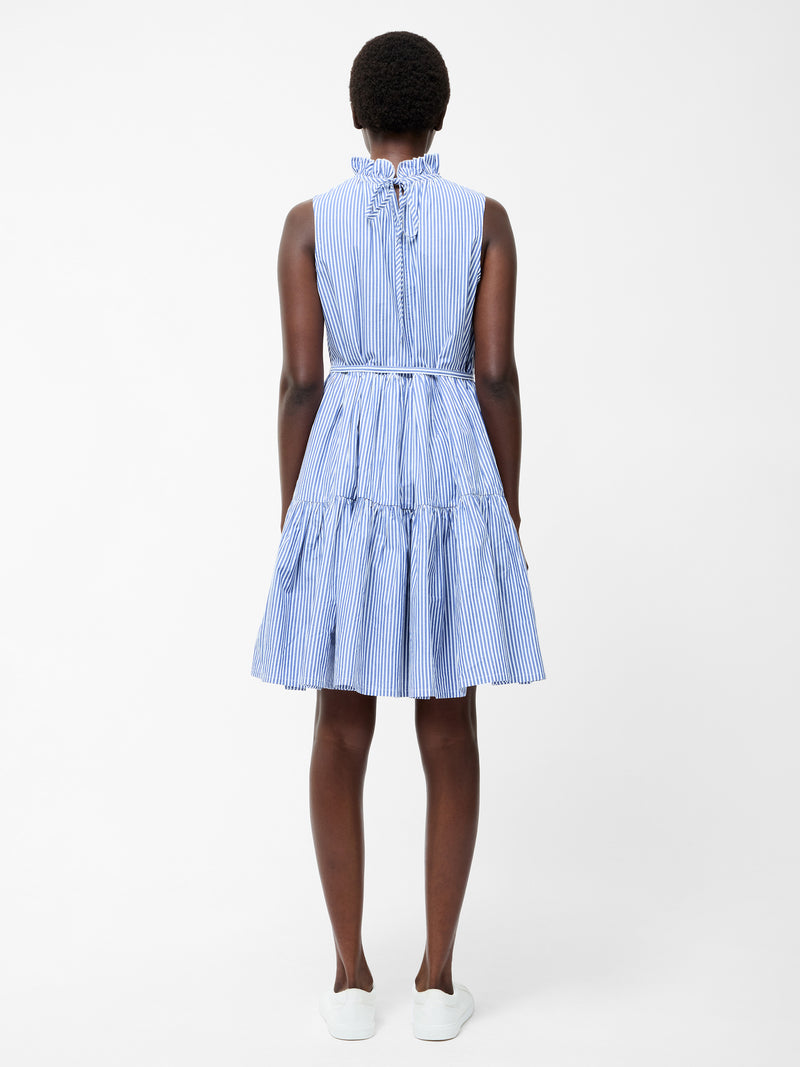 Tiered Striped Poplin Dress