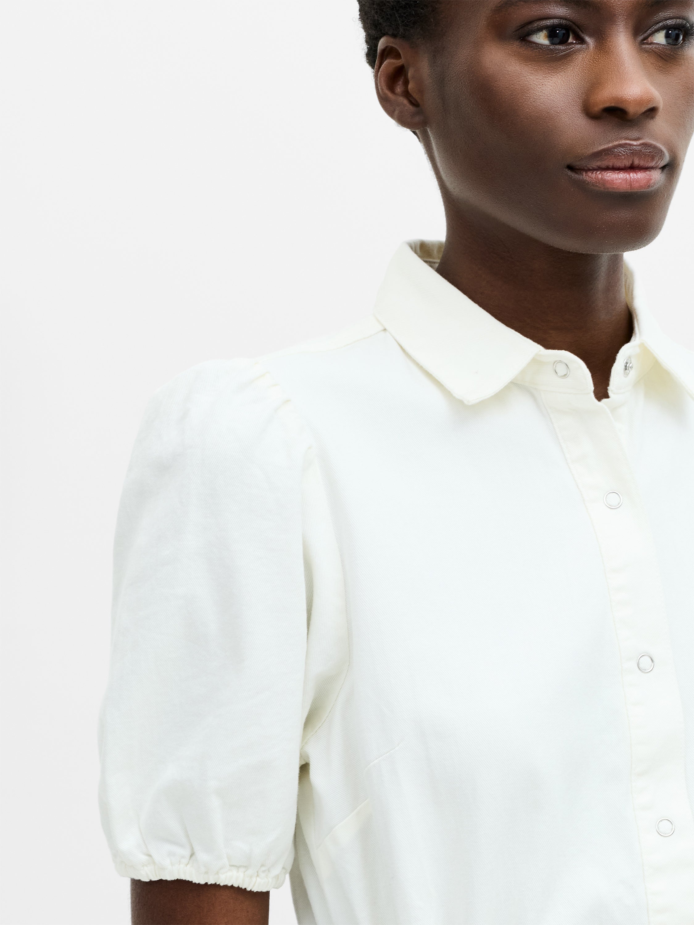 white denim puff sleeve dress Miss Selfridge - Puff Sleeve Denim Mini Dress - Women - Cotton/Spandex - 0 US