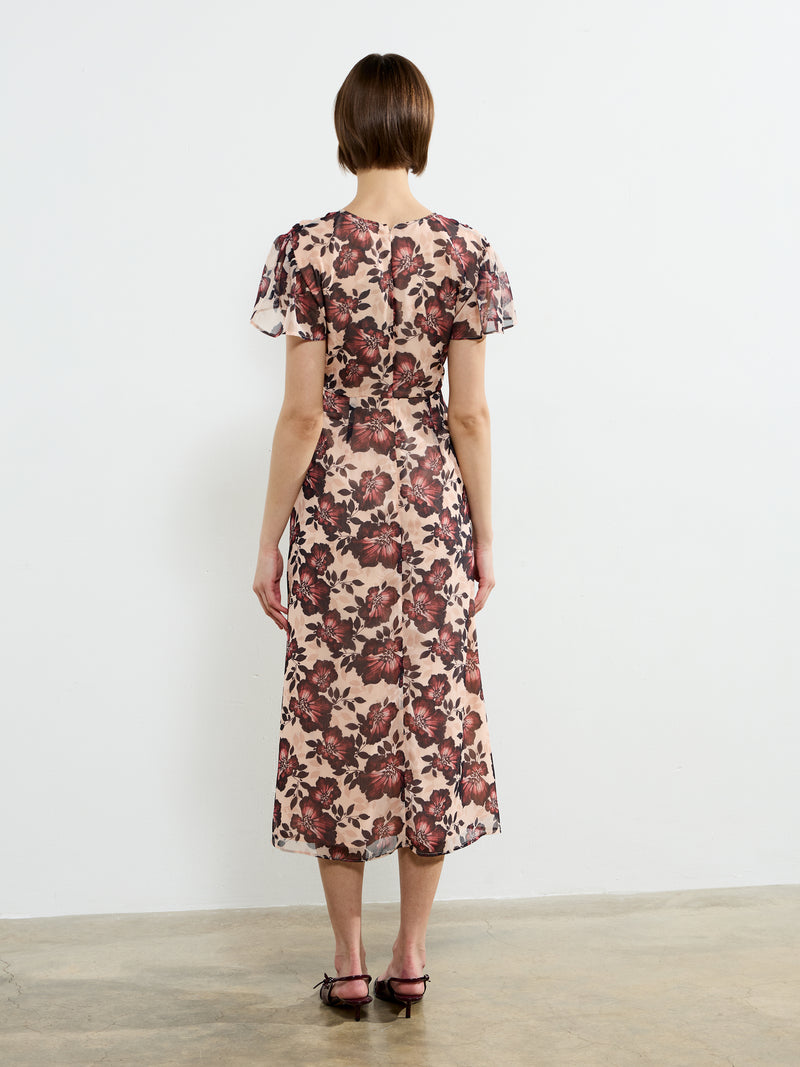 Elyse Flutter Sleeve Tea Dress