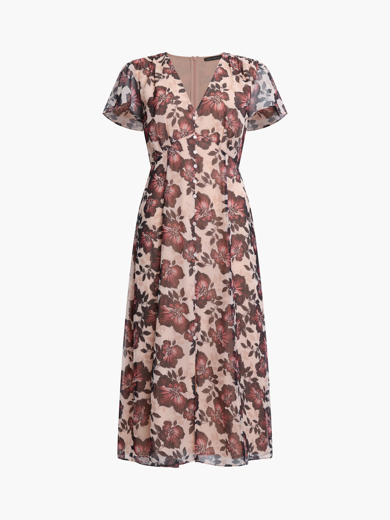 Elyse Flutter Sleeve Tea Dress