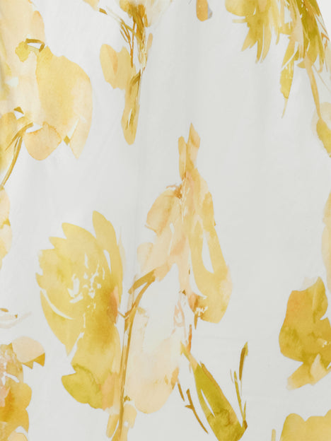Oona Satin Cowl Neck Yellow Floral Midi Dress