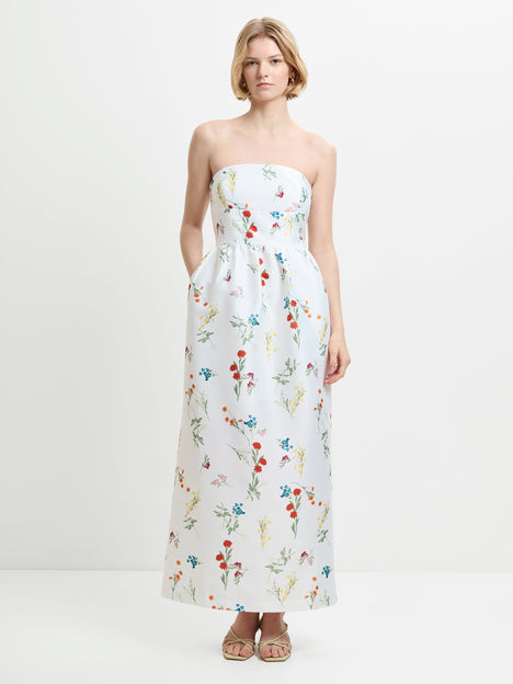 Structured Taffeta Christine Floral Bandeau Maxi Dress