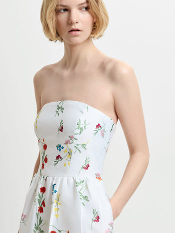 Structured Taffeta Christine Floral Bandeau Maxi Dress